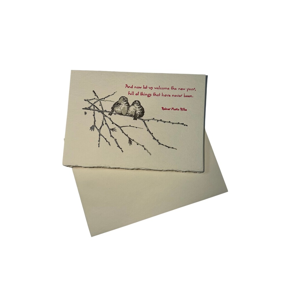 New‎ Unbranded New Year's Greeting Cards Ivory New Set of 20 Birds Nature Poetry